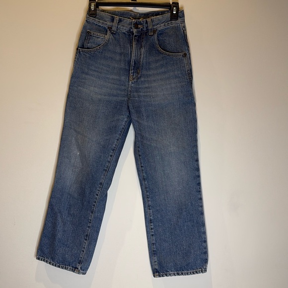 Saint Lauren Cropped Wide Leg Classic Blue Jeans - Size 27